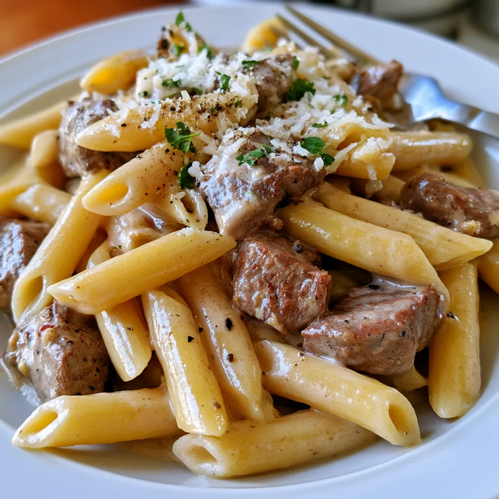 slow cooker creamy garlic beef pasta