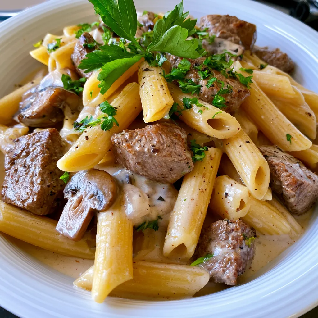 slow cooker creamy garlic beef pasta