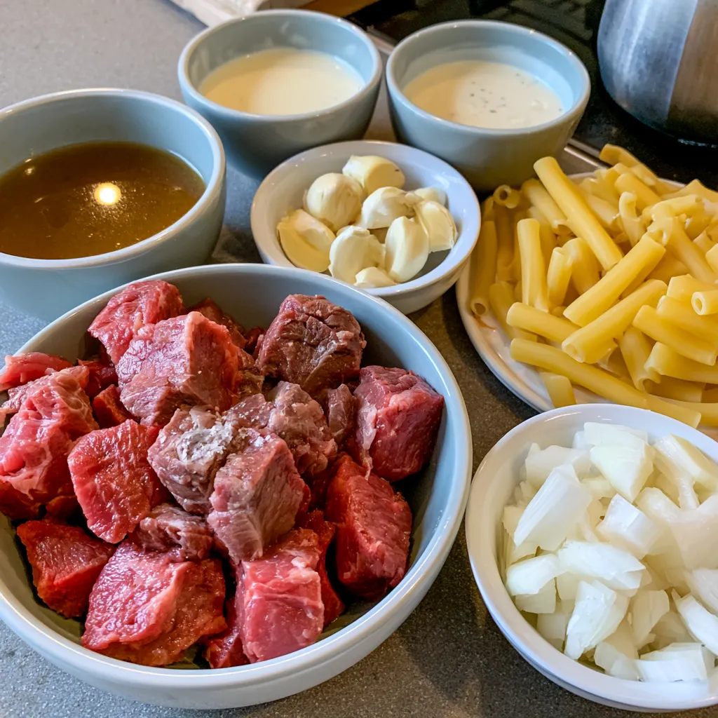 slow cooker creamy garlic beef pasta