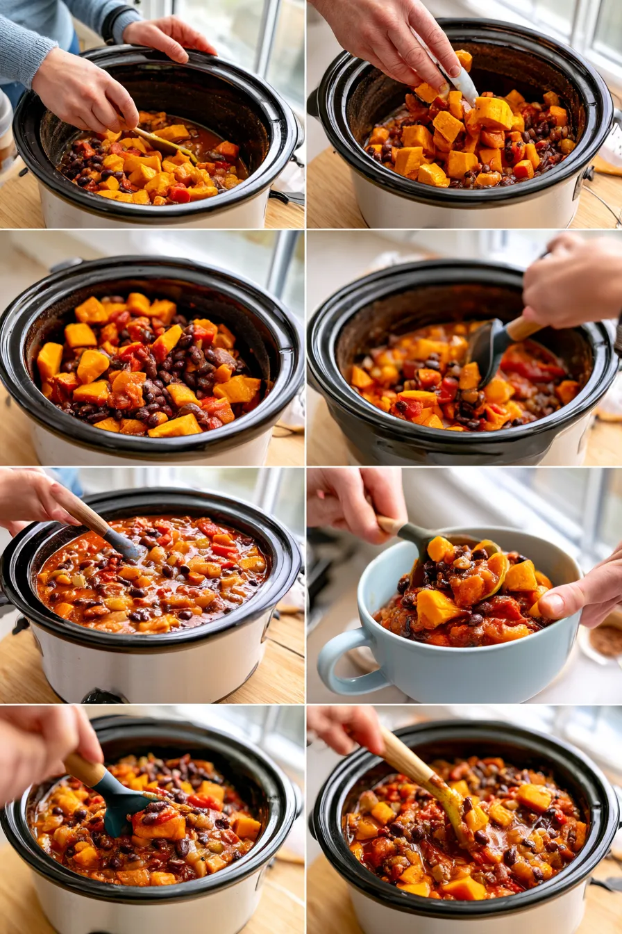 crock pot sweet potato bean chili