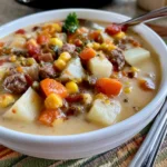 crockpot cheeseburger soup with bacon