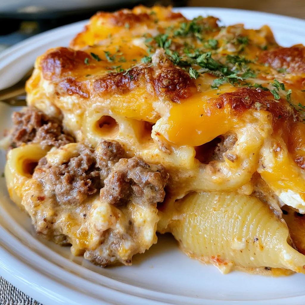 crockpot cheesy ranch beef pasta shells