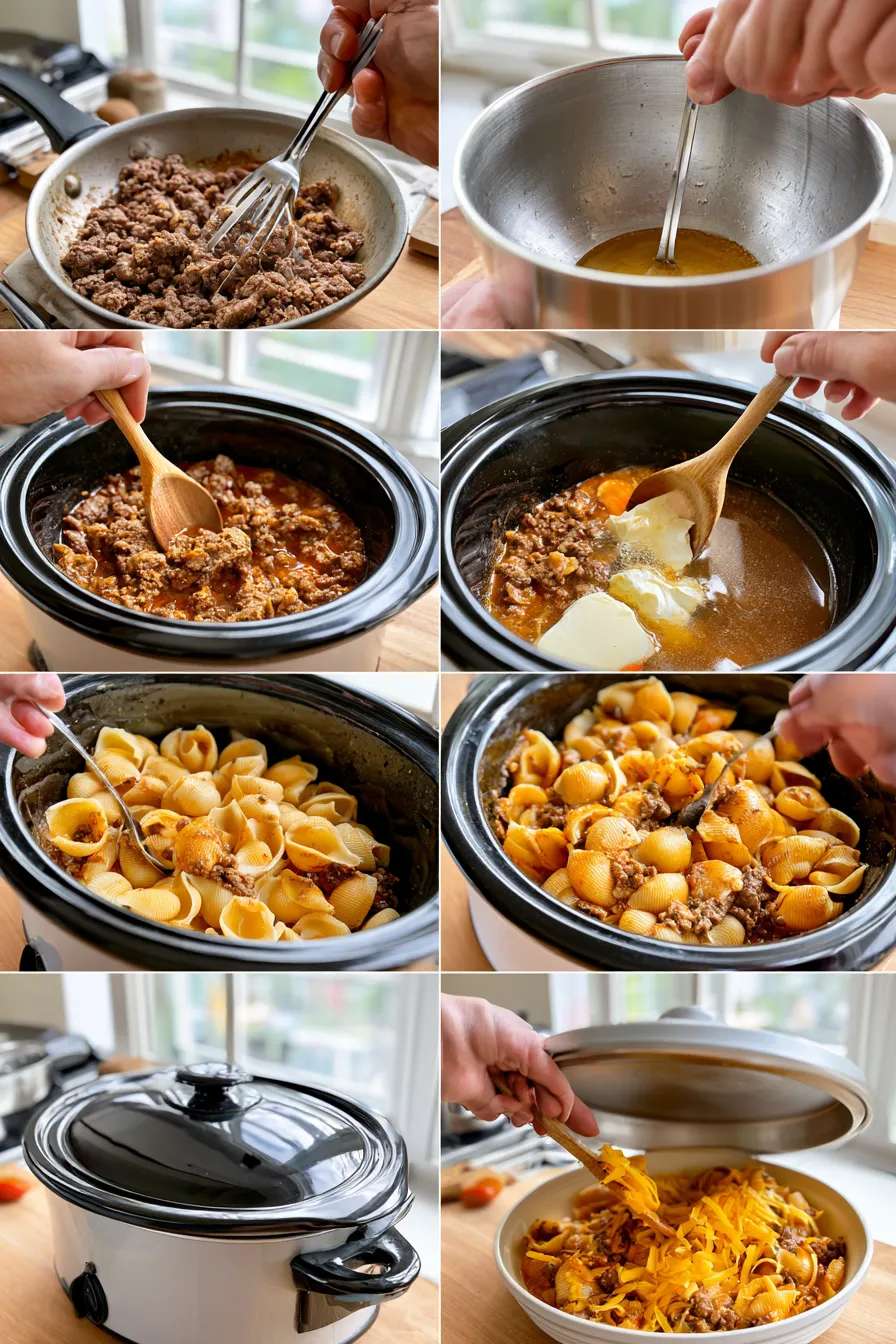 crockpot cheesy ranch beef pasta shells