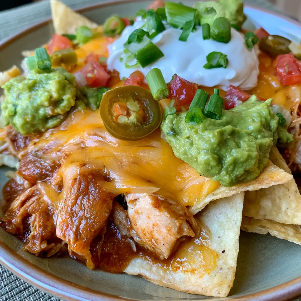 crockpot taco chicken nachos