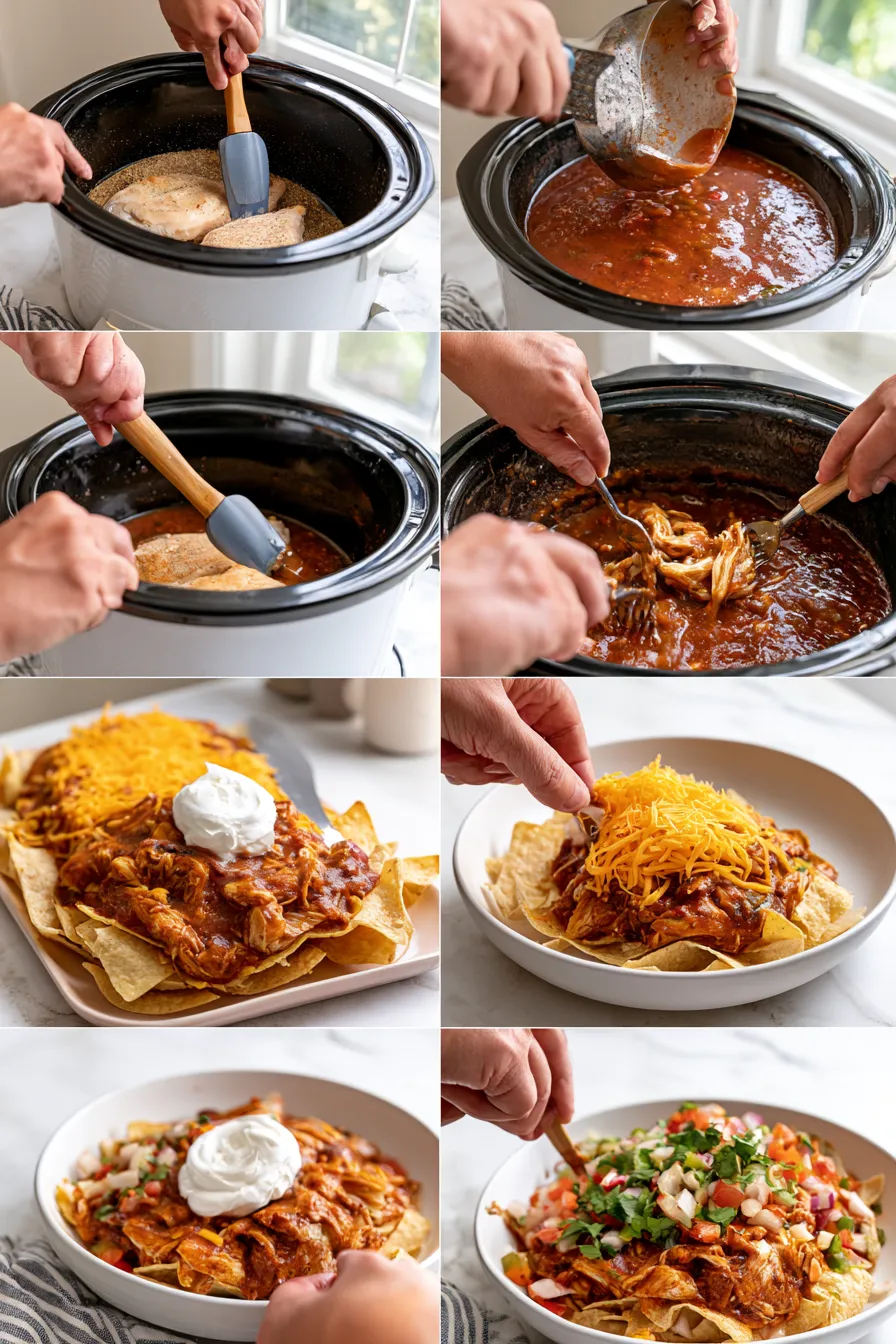 crockpot taco chicken nachos