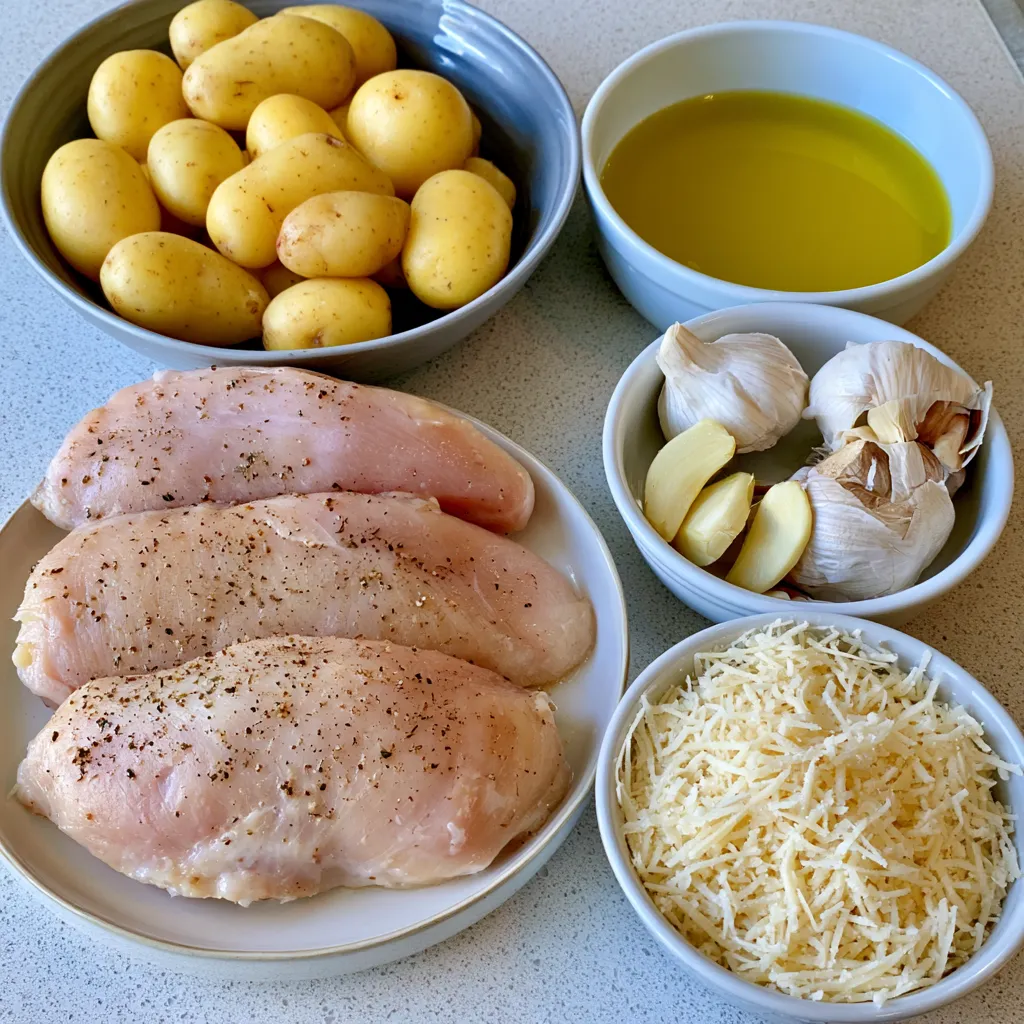 garlic parmesan crockpot chicken and potatoes