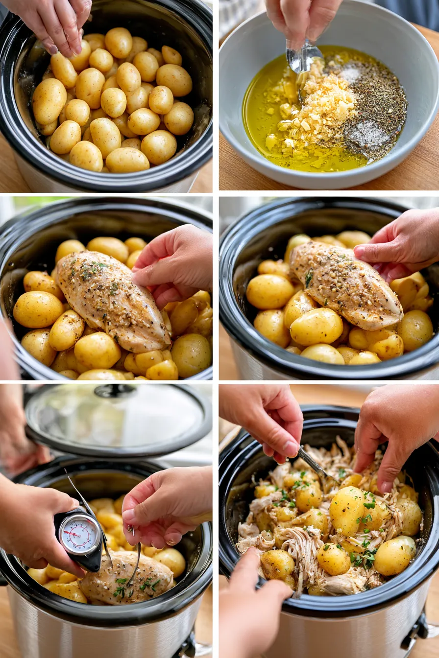 garlic parmesan crockpot chicken and potatoes
