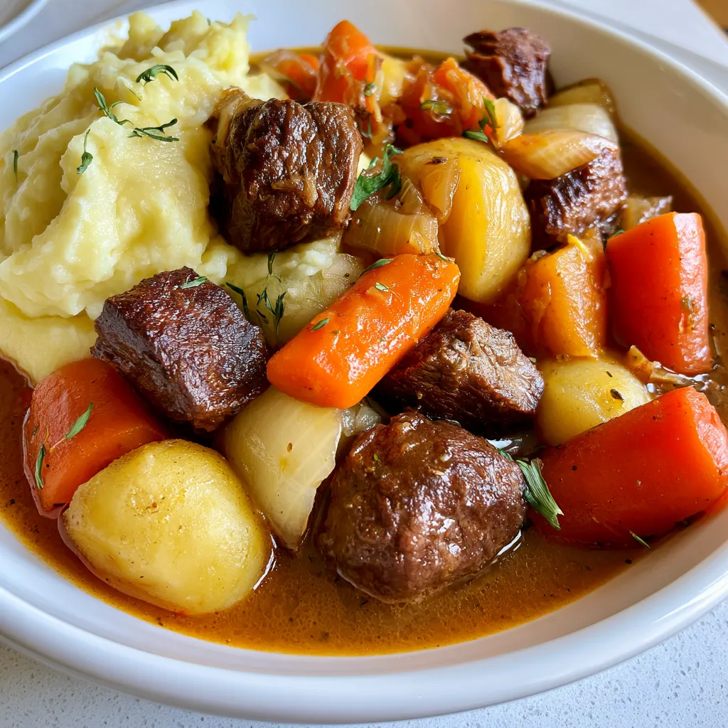 irish stew with mashed potatoes