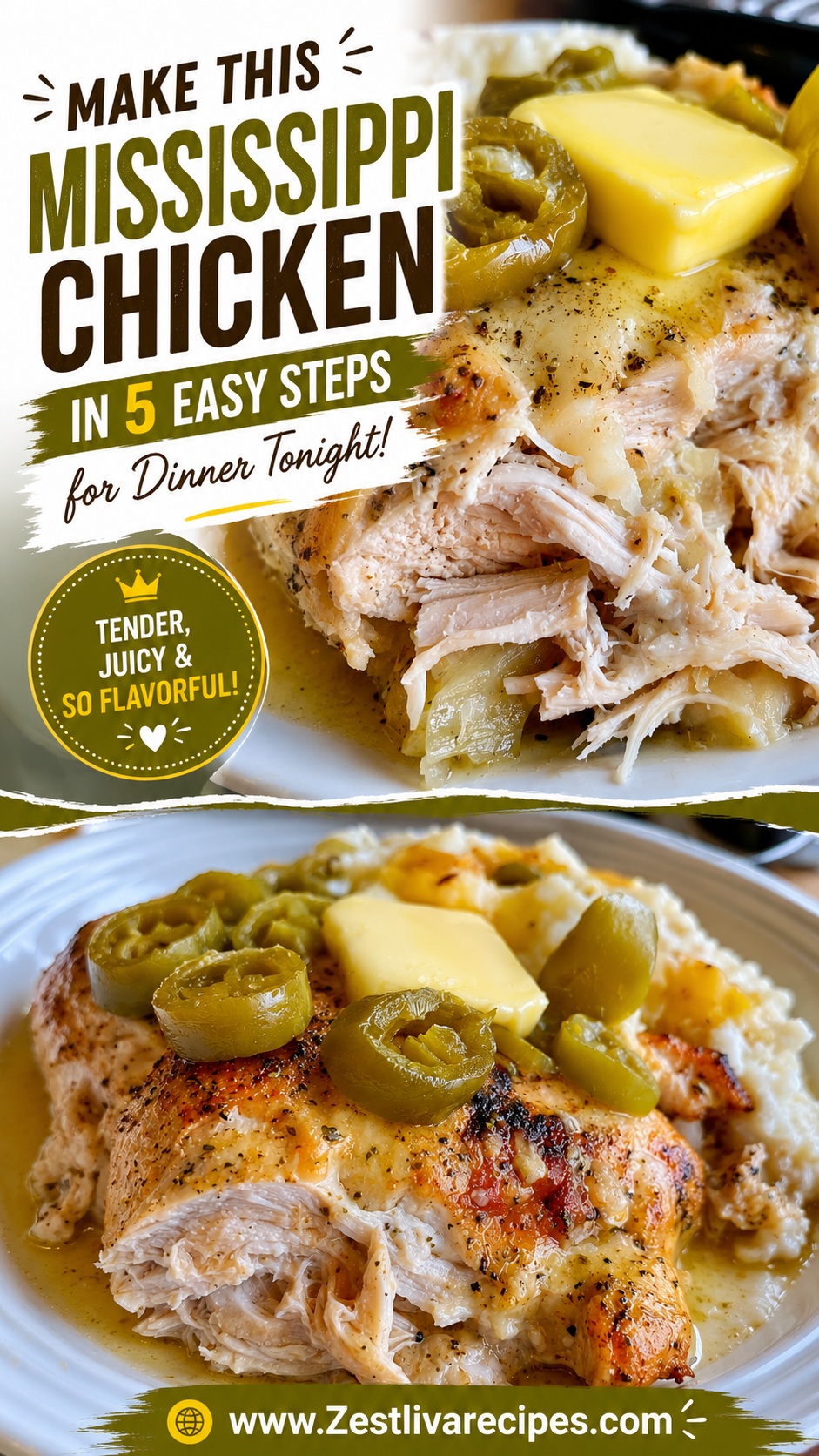 mississippi chicken is easily made in the crock pot