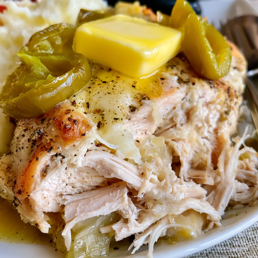 mississippi chicken is easily made in the crock pot