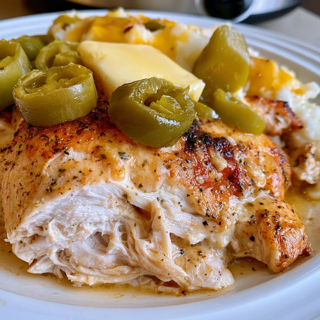 mississippi chicken is easily made in the crock pot