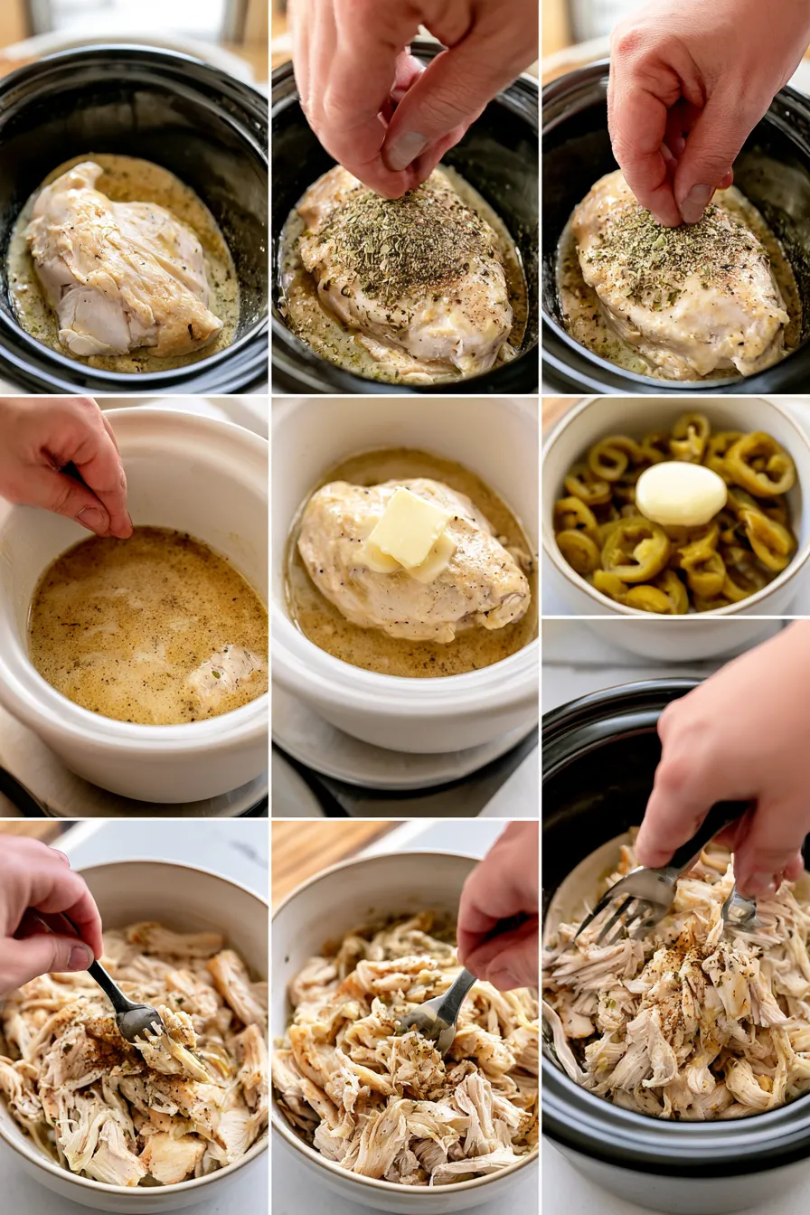 mississippi chicken is easily made in the crock pot