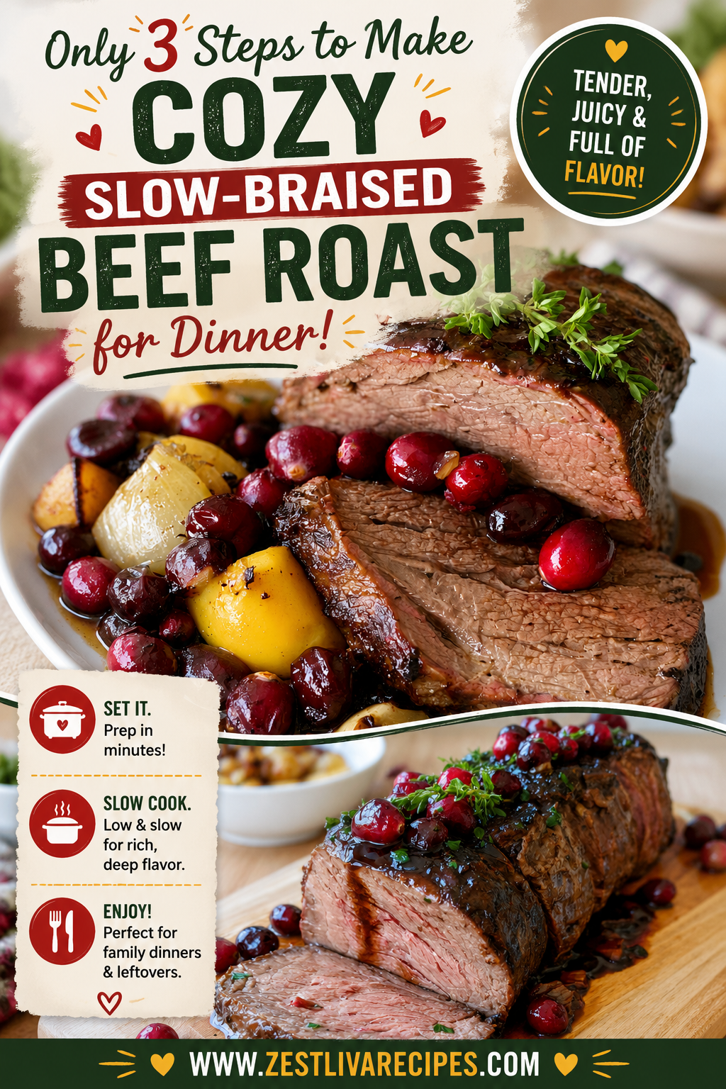 slow-braised beef roast with cranberry balsamic glaze