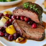 slow-braised beef roast with cranberry balsamic glaze