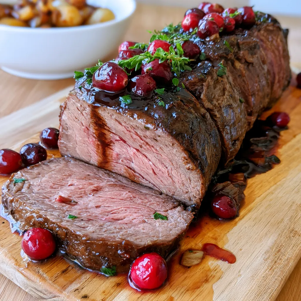 slow-braised beef roast with cranberry balsamic glaze