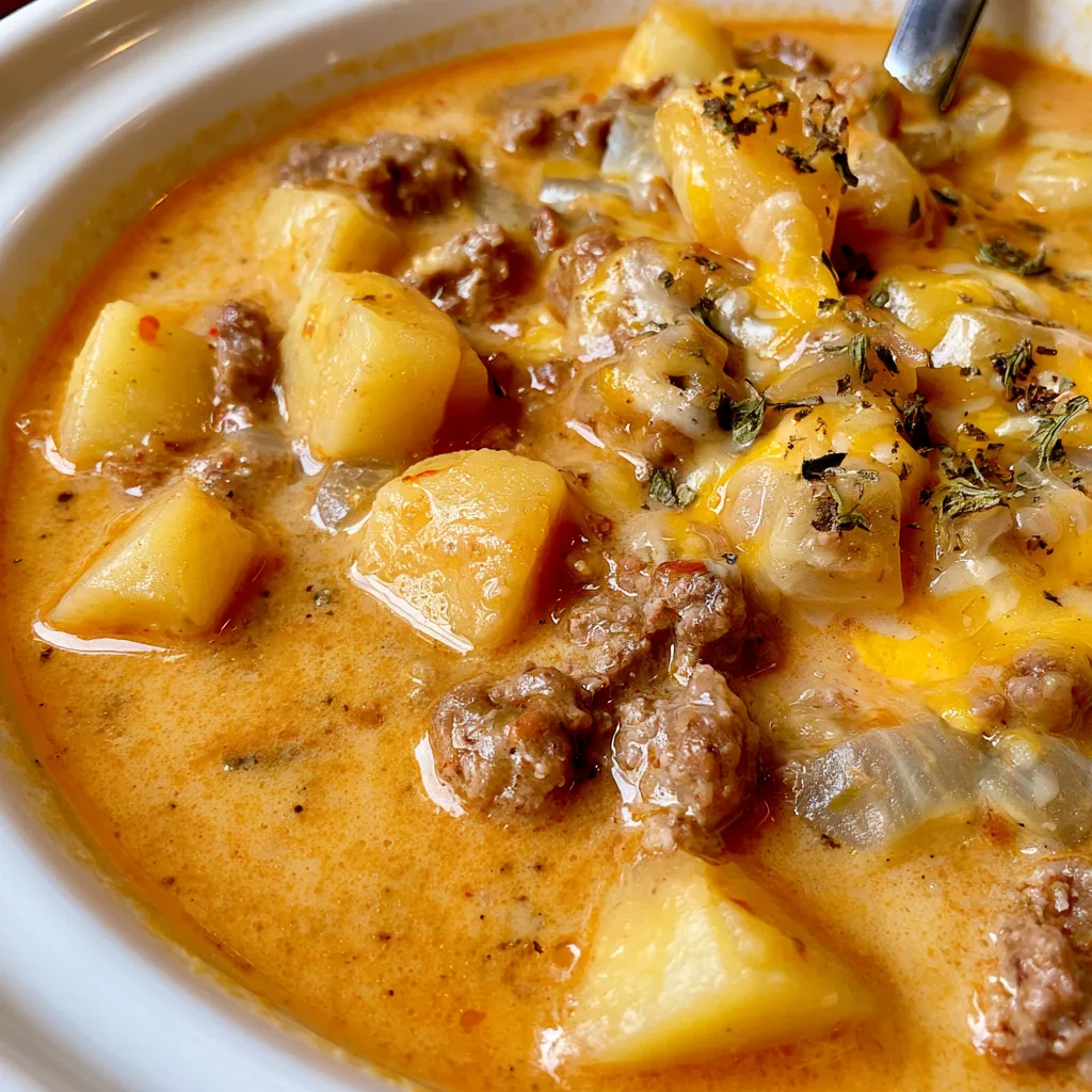 slow cooker cheeseburger soup