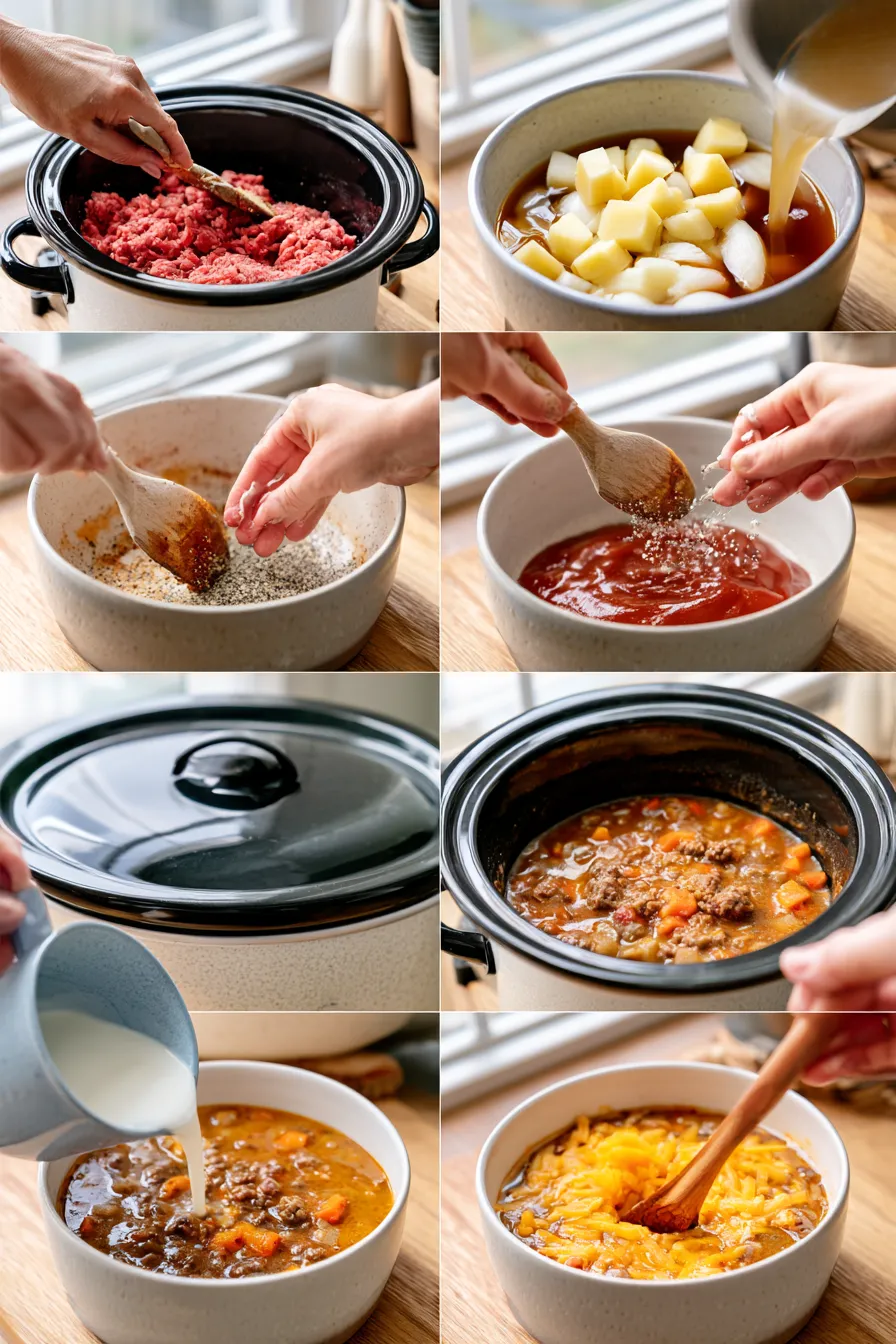 slow cooker cheeseburger soup