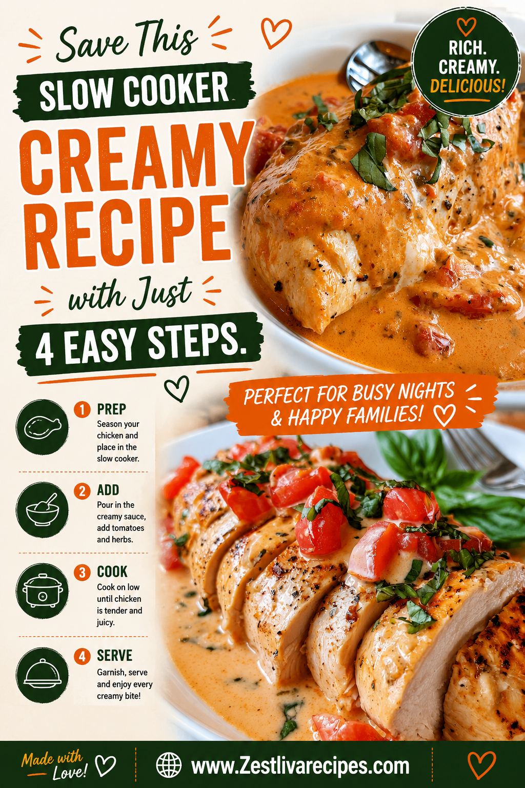 slow cooker creamy tomato basil chicken
