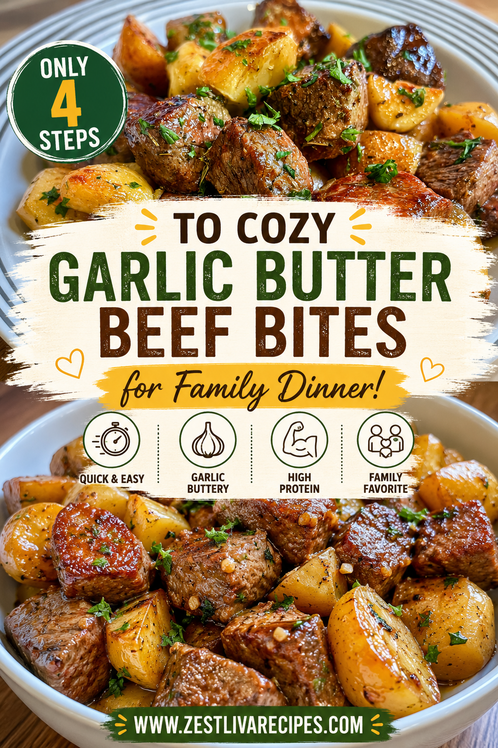 slow cooker garlic butter beef bites with potatoes