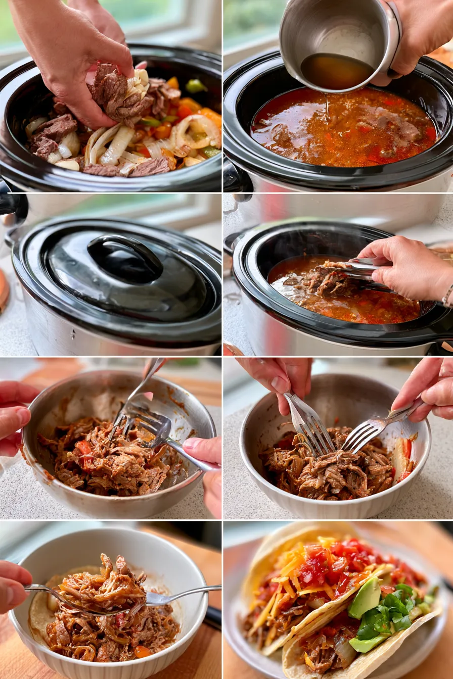 slow cooker pepper steak tacos